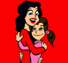 Dibujo Madre e hija abrazadas pintado por galia