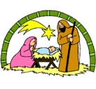 Dibujo Pesebre de navidad pintado por jesucristo