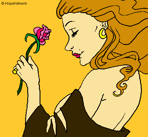 Dibujo Princesa con una rosa pintado por tosande
