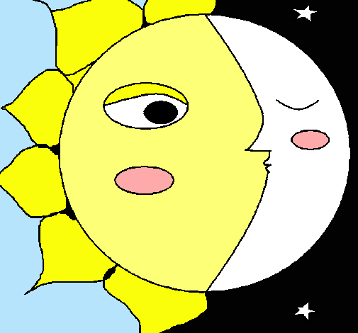 Dibujo Sol y luna 3 pintado por hitany