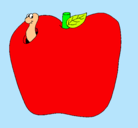 Dibujo Gusano en la fruta pintado por lkjgufyjdtsreaf