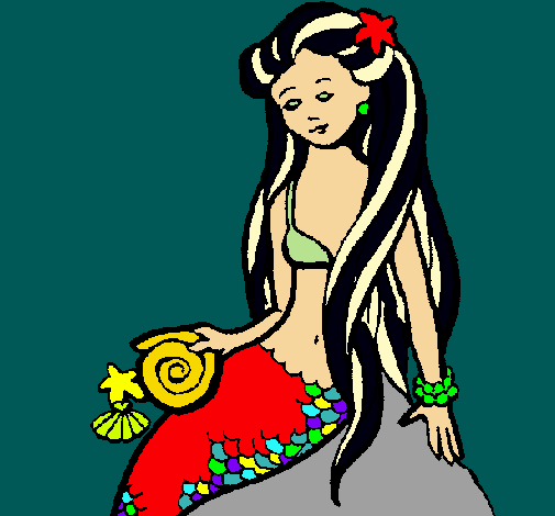 Dibujo Sirena con caracola pintado por tosande