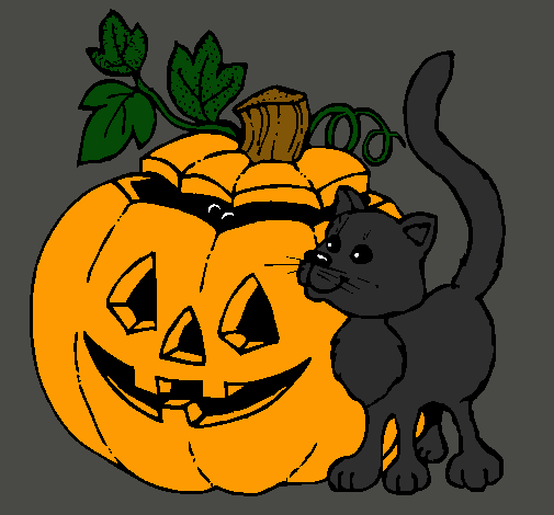 Calabaza y gato