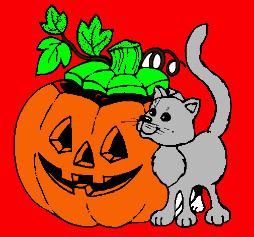 Calabaza y gato