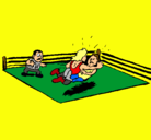 Dibujo Lucha en el ring pintado por manueal