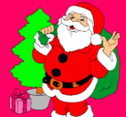 Dibujo Santa Claus y un árbol de navidad pintado por sachak