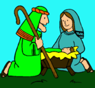Dibujo Adoran al niño Jesús pintado por arantza