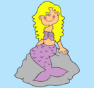 Dibujo Sirena sentada en una roca pintado por cari
