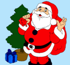 Dibujo Santa Claus y un árbol de navidad pintado por santaclaus