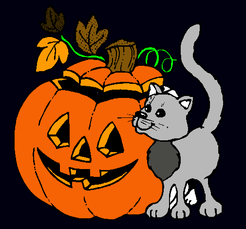 Calabaza y gato