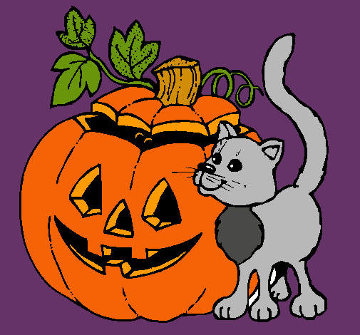 Calabaza y gato