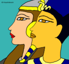 Dibujo Ramsés y Nefertiti pintado por IR3N3