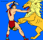 Dibujo Gladiador contra león pintado por Emma