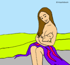 Dibujo Madre con su bebe pintado por nicol