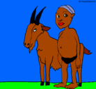 Dibujo Cabra y niño africano pintado por francis