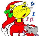 Dibujo Gato y ratón navideños pintado por danielad