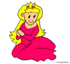Dibujo Princesa sentada pintado por dibujo