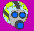 Dibujo Tierra con máscara de gas pintado por alexis