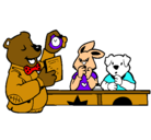 Dibujo Profesor oso y sus alumnos pintado por MELA