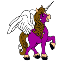 Dibujo Unicornio con alas pintado por caballo