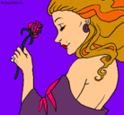 Dibujo Princesa con una rosa pintado por fabiola
