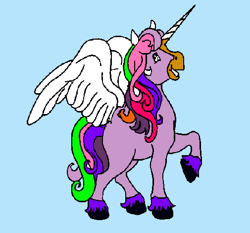 Dibujo Unicornio con alas pintado por kiara