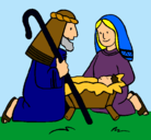 Dibujo Adoran al niño Jesús pintado por Thalia