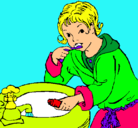 Dibujo Niño lavándose los dientes pintado por valen
