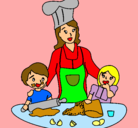 Dibujo Mama cocinera pintado por bebita