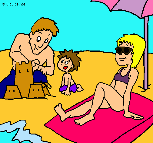 Dibujo Vacaciones familiares pintado por sirena