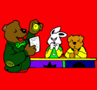 Dibujo Profesor oso y sus alumnos pintado por Lili