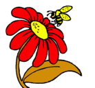 Dibujo Margarita con abeja pintado por gitana 