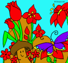 Dibujo Fauna y flora pintado por rayado 