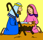Dibujo Adoran al niño Jesús pintado por falvarado1