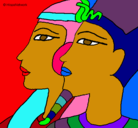 Dibujo Ramsés y Nefertiti pintado por chantarel