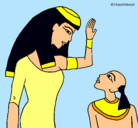 Dibujo Madre e hijo egipcios pintado por lidia