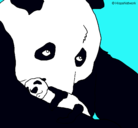 Dibujo Oso panda con su cria pintado por tairys