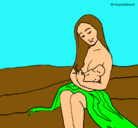 Dibujo Madre con su bebe pintado por carlota