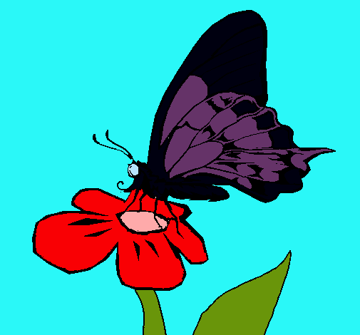 Dibujo Mariposa en flor pintado por sirena