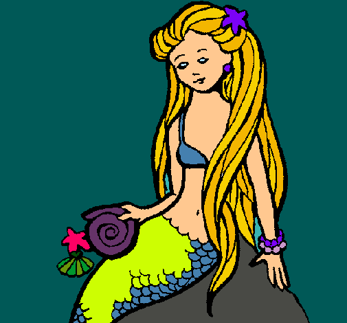 Dibujo Sirena con caracola pintado por Mariale