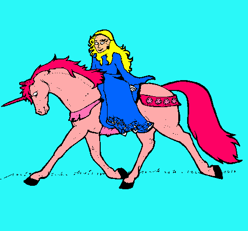 Dibujo Princesa en unicornio pintado por MegaAndrea