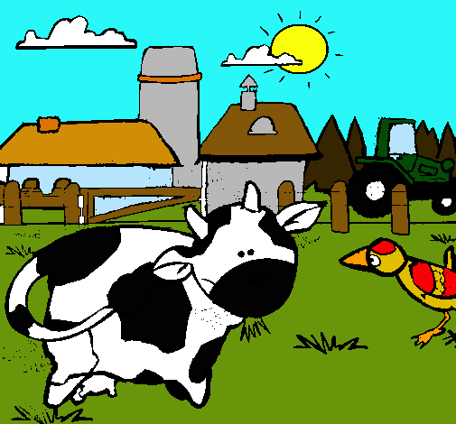 Vaca en la granja