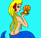 Dibujo Sirena y perla pintado por cari