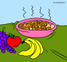 Dibujo Fruta y caracoles a la cazuela pintado por cari