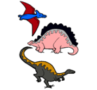 Dibujo Tres clases de dinosaurios pintado por fgfgedde