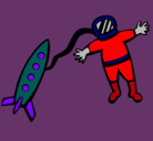 Dibujo Cohete y astronauta pintado por chichooo