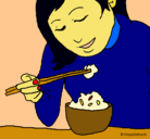 Dibujo Comiendo arroz pintado por beethoven