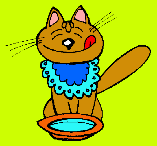 Dibujo Gato comiendo pintado por margary