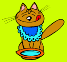 Dibujo Gato comiendo pintado por margary