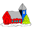 Dibujo Casa pintado por navidad